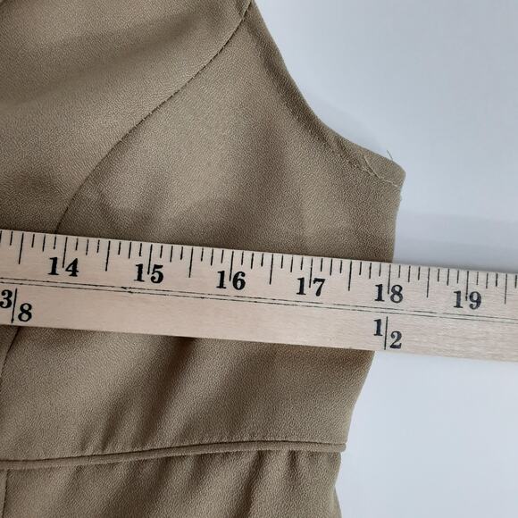 Vintage 90s Waist Coat Vest Camel Sleeveless Top Button Up Notch Collar Minimal - Picture 7 of 9
